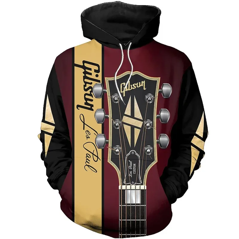 New fashion hoodie front box Gibson lespaul 3D all-printed men's and women's zipper hoodie autumn and winter street sweatshirt