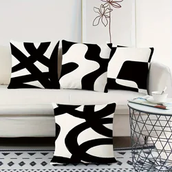 Abstract simple black line printed pillowcase living room sofa chair cushion cover home room decoration without pillow core