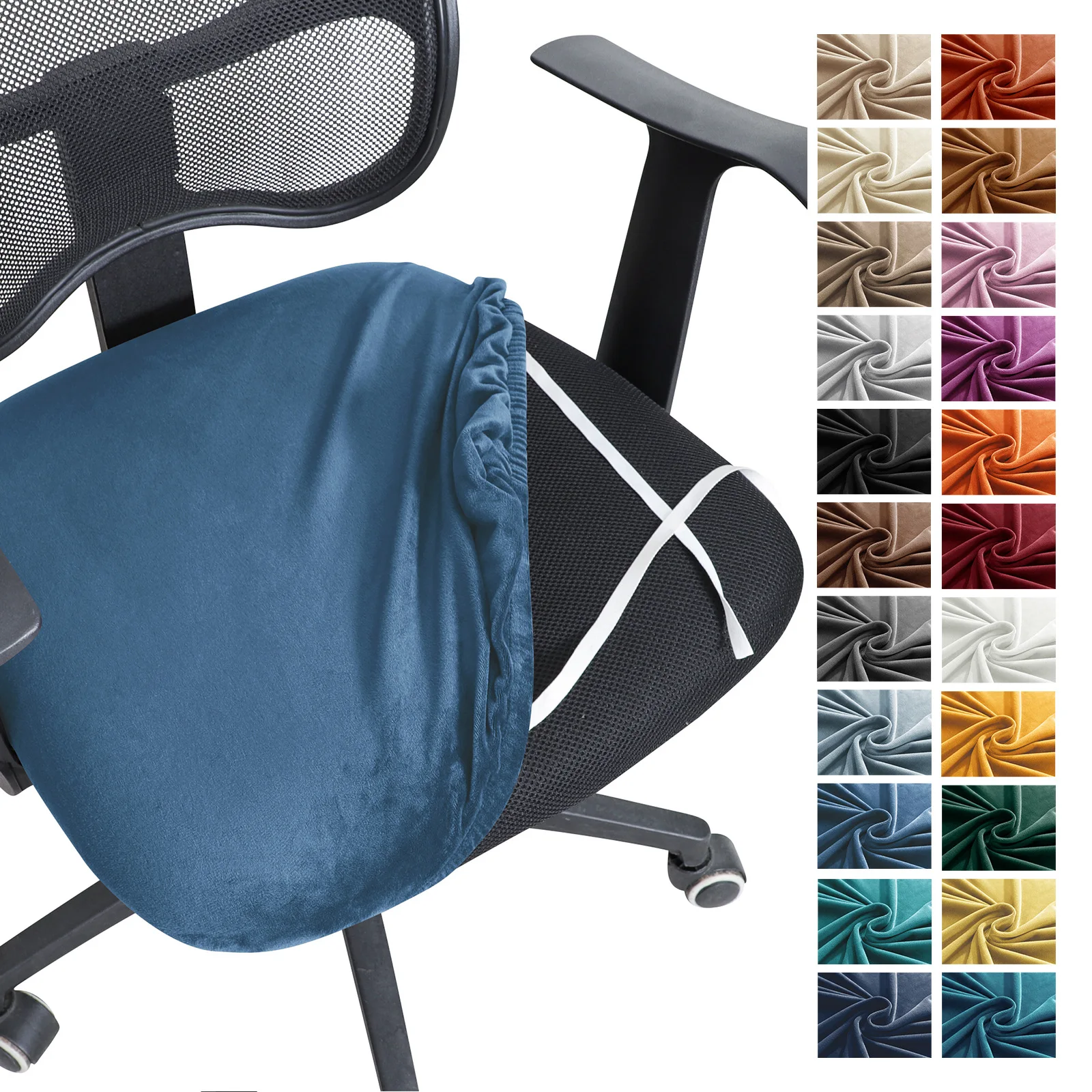 Plush Silver Fox Office Chair Covers Thicken Round Seat Pads Backrest Covers for Chairs Non-Slip Cushions for Home Dining