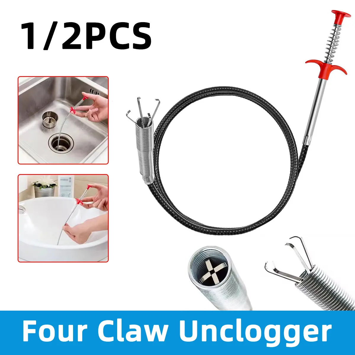 

Four Claw Unclogger Multifunctional Sewer Wire Pipe Cleaning Claw Multi-Purpose Bendable Kitchen Bathroom Sink Sewer Cleaner