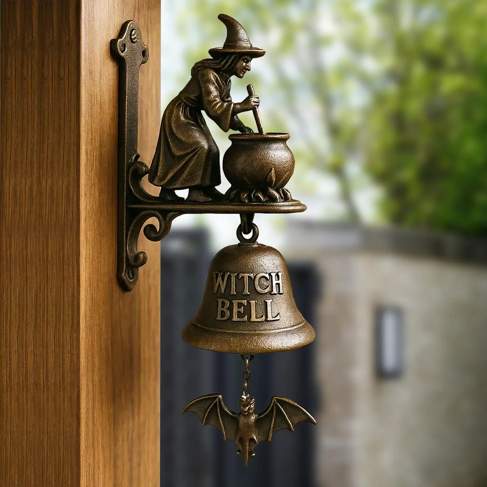 Vintage Outdoor Dinner Bell Farmhouse Welcome Doorbell Decorative Door Chime Witch Dachshund Shape for Shop Porch Home Garden