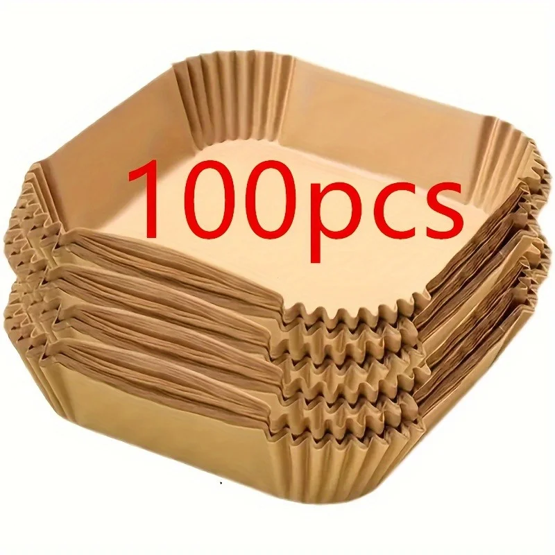 100pcs Non Stick Baking Paper Pads, Suitable for Air Fryers, Ovens, Microwaves, Baking Cookies and Pastry Paper image 2