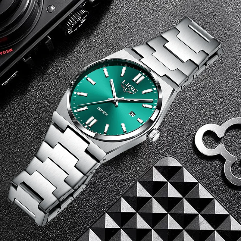 LIGE Top Brand Luxury Quartz Man Watch Stainless Steel Band Business Watches for Men Auto Date Waterproof Luminous Casual Clocks