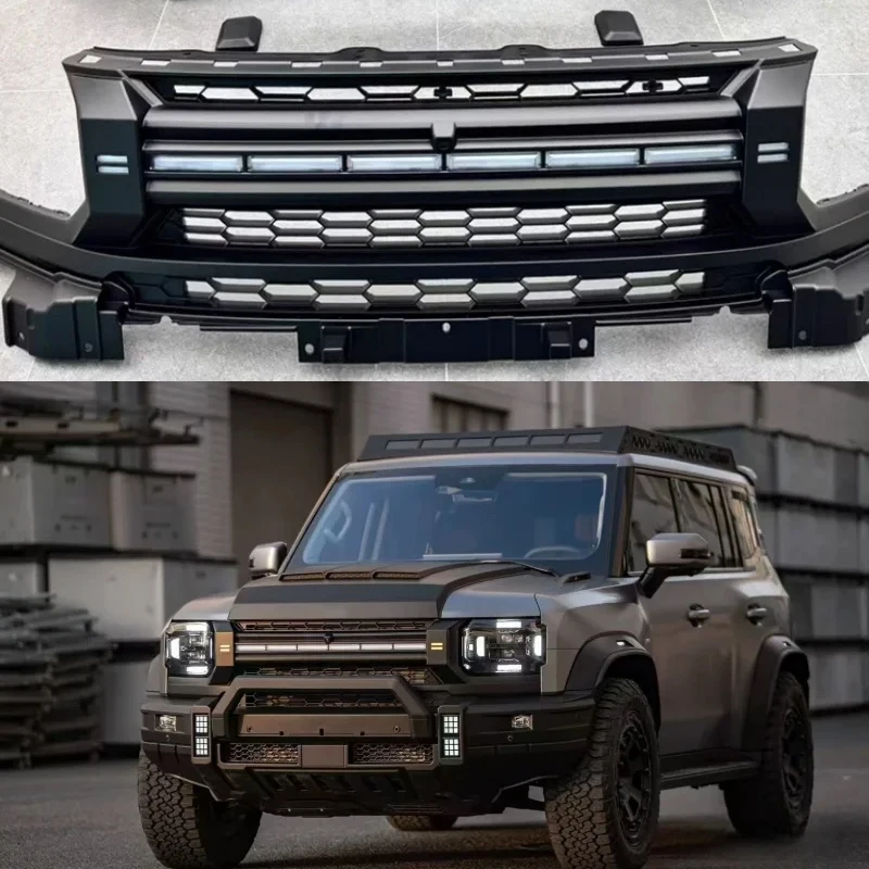 

Car Front Bumper with Light Grille Fit for Jetour Traveler T2 2023-2025 Mars Explorer Kit Auto Front Grille Exterior Accessories