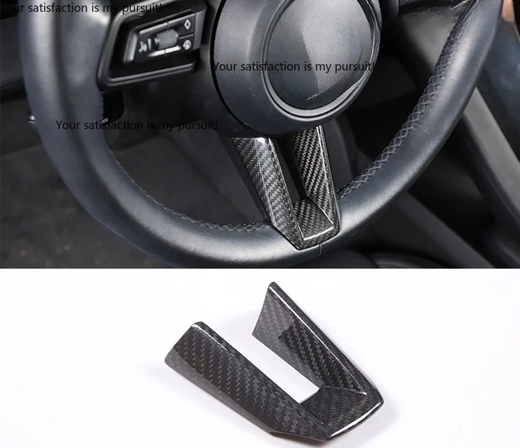 Suitable for 2019 Porsche 911 922 genuine carbon fiber steering wheel V-shaped decorative cover automotive accessory red