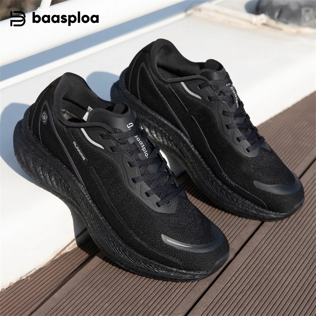 Baasploa Men Jogging Sports Shoes Carbon Plate Professional Cushioning Sneakers Male Outdoor Breathable Non Slip Running Shoes