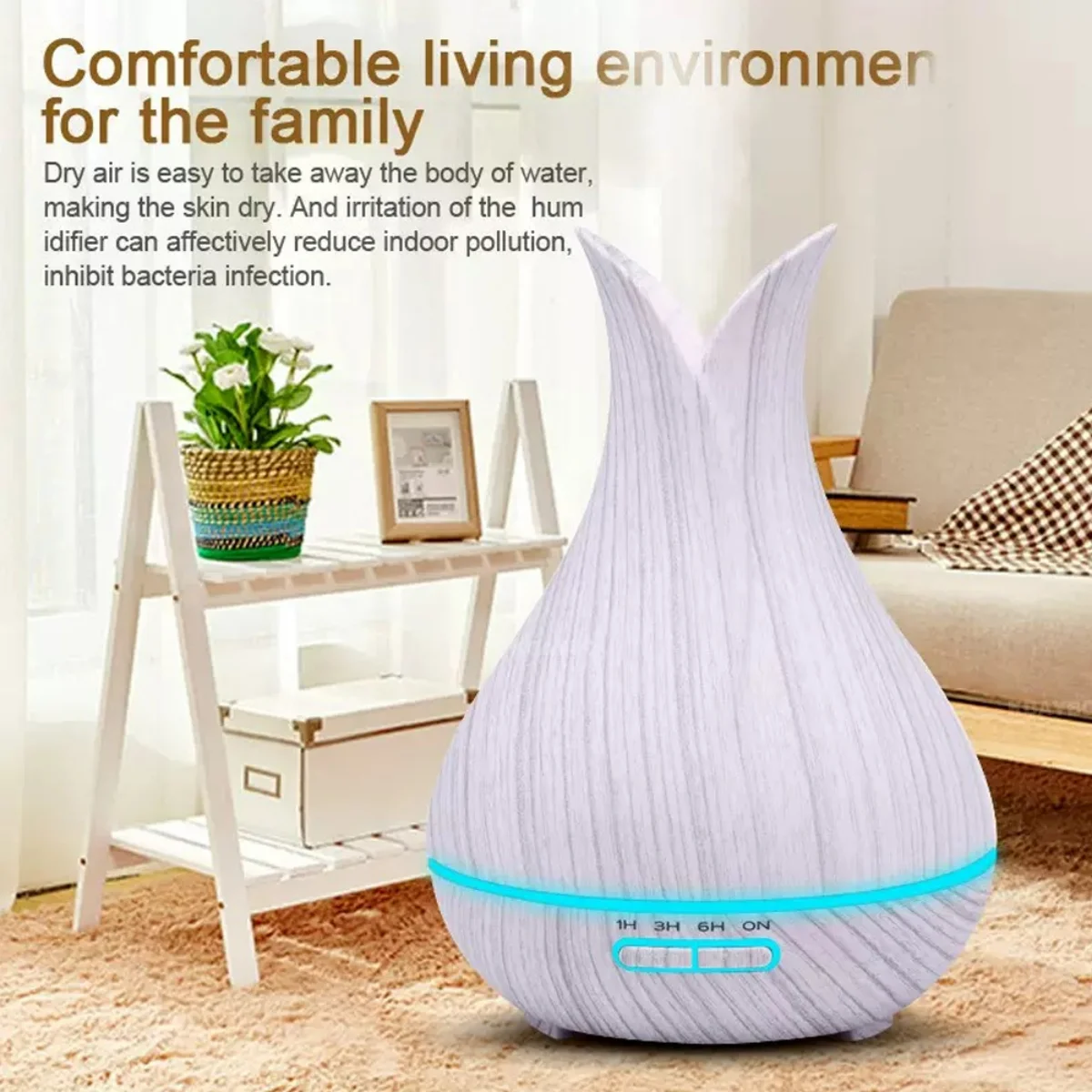 USB Humidifier with 7 Color LED Lights & Timer  Compact & Quiet