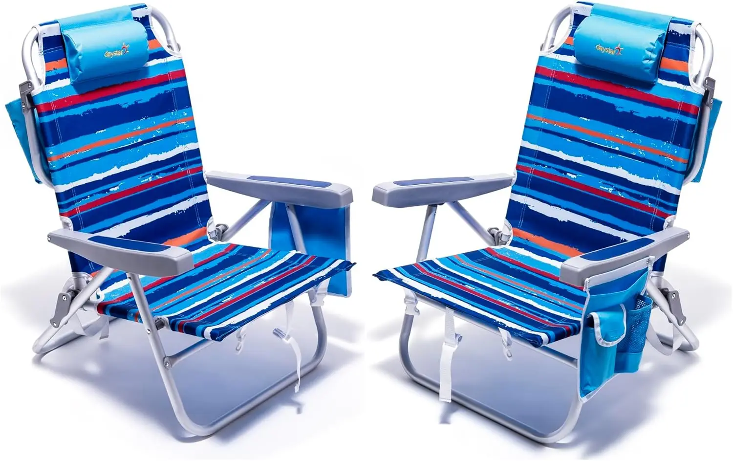 

Portable Folding Beach Chair 2-Pack with Cooler Bag, Cup Holder for Outdoor Camping Picnic Heavy Duty