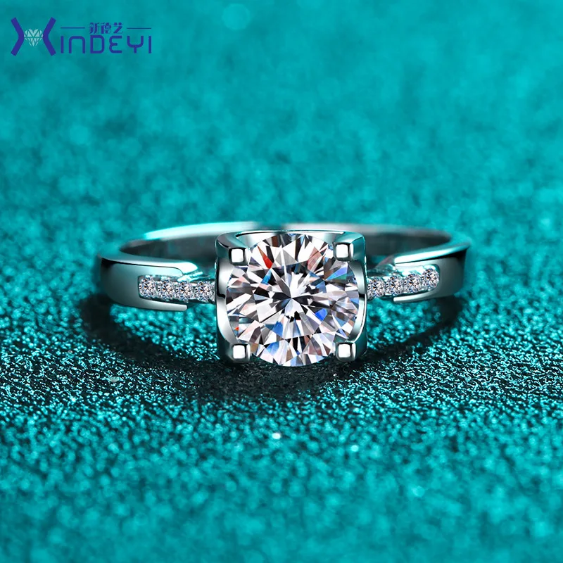 

1CT VVS1 D Color Round Moissanite Rings for Women S925 Sterling Silver Engagement Promise Ring Wedding Jewelry
