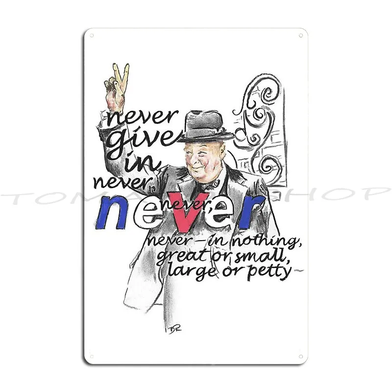 Winston Churchill Metal Wall Decor Cinema Garage Printing  Tin Sign Poster