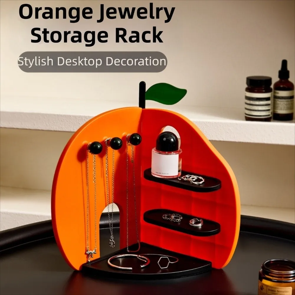 

Space Saving Orange Jewelry Storage Rack Ornaments Stable Jewelry Display Tray Key Holder Detachable Desktop Decoration Women