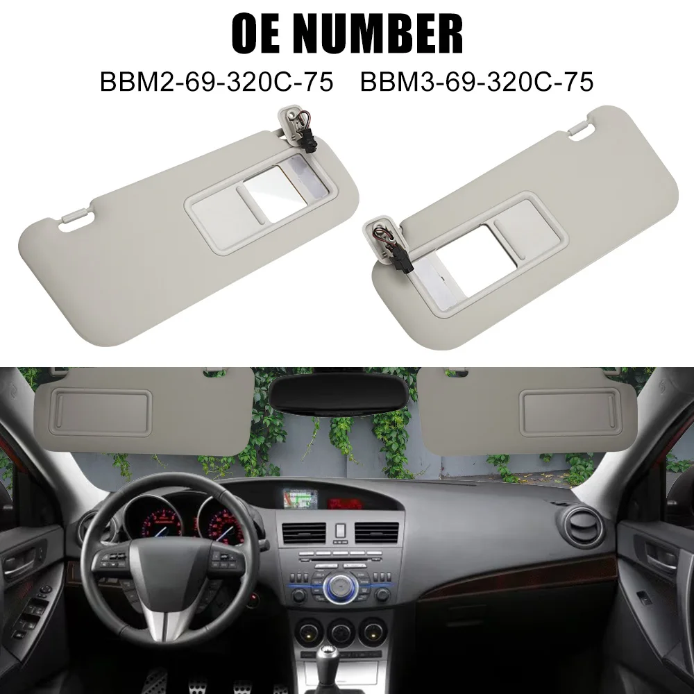 Car Sun Visors With Light Left Right Side Sunvisor Sunshade For Mazda 3 2010 2011 2012 2013 OEM BBM2-69-320C-75 BBM3-69-320C-75