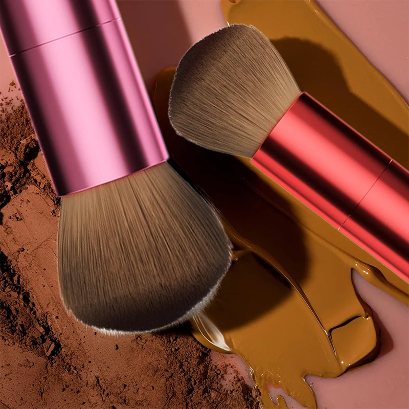 2-in-1 elektrischer Foundation-Pinsel, Massage-Make-up-Pinsel, multifunktional, weich, flauschig, lose Puderpinsel, tragbar für Zuhause, Reisen