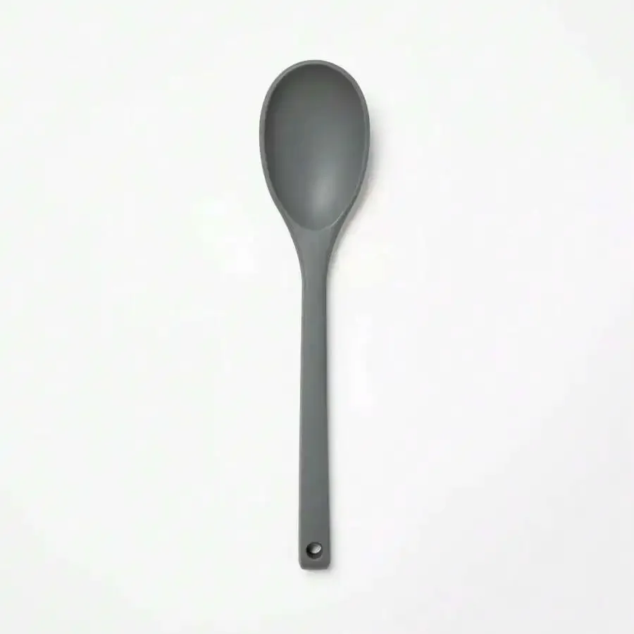 Silicone Solid Spoon Dark Gray 12.99 Inch Long With Hanging Hole