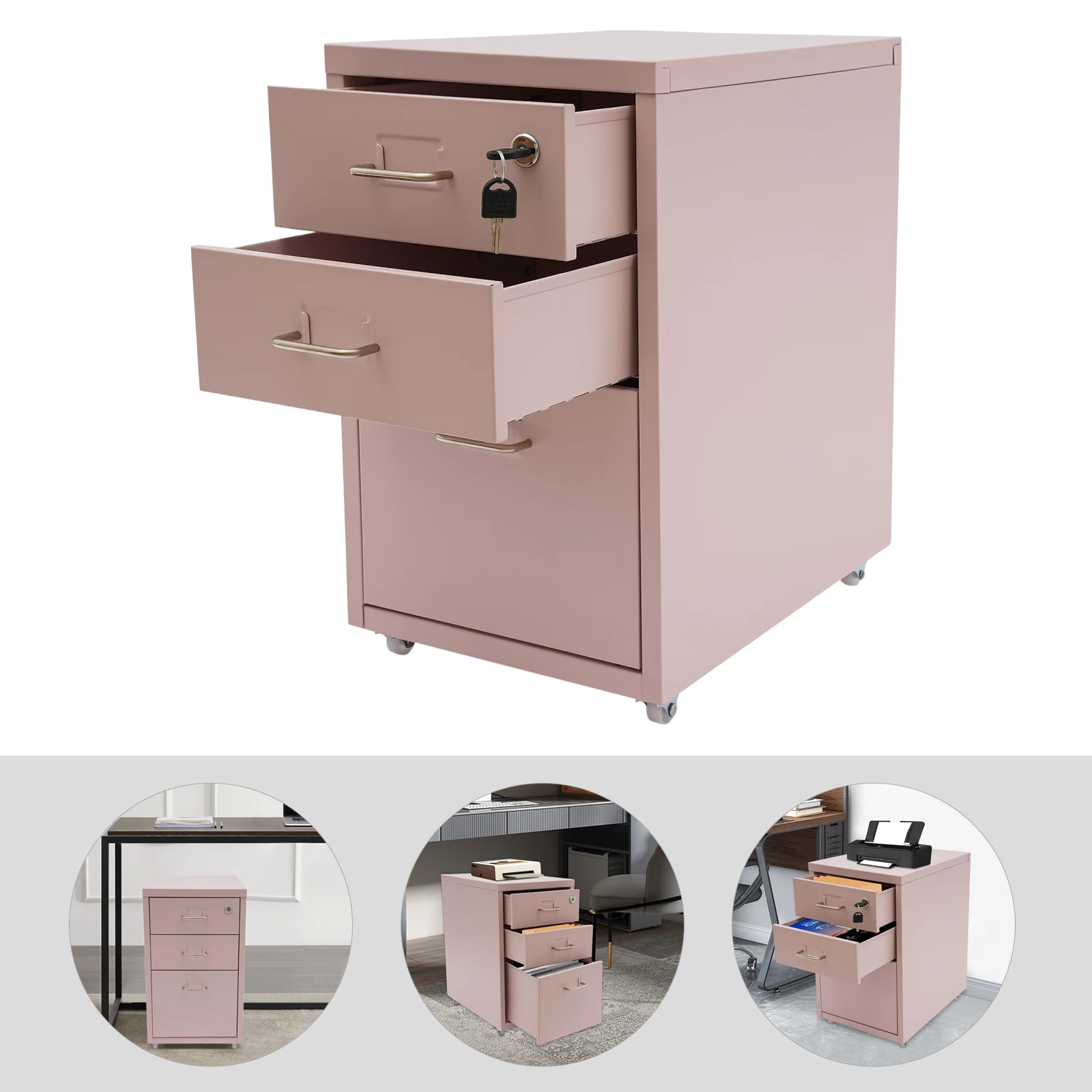 3 Tiers Rectangular Steel Vert - Office Furniture Filing Cabinets recension och pris
