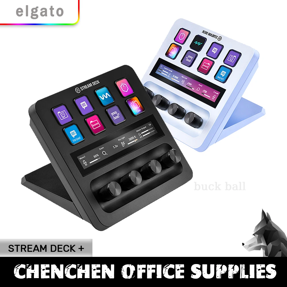 

Elgato Stream Deck+ Black Programmable Keys Stream Deck Plus With Knob Screen Living Stream Dial Macro-Raising Keypad Streamdeck