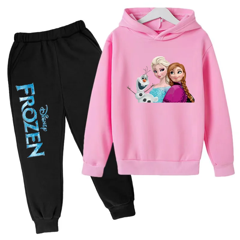 

Children Cute Anime Movie Princess Elsa Printed Sweatshirt Top+Trousers 2P Girls 3-12 Years Old Casual Charming Girl Costume Set