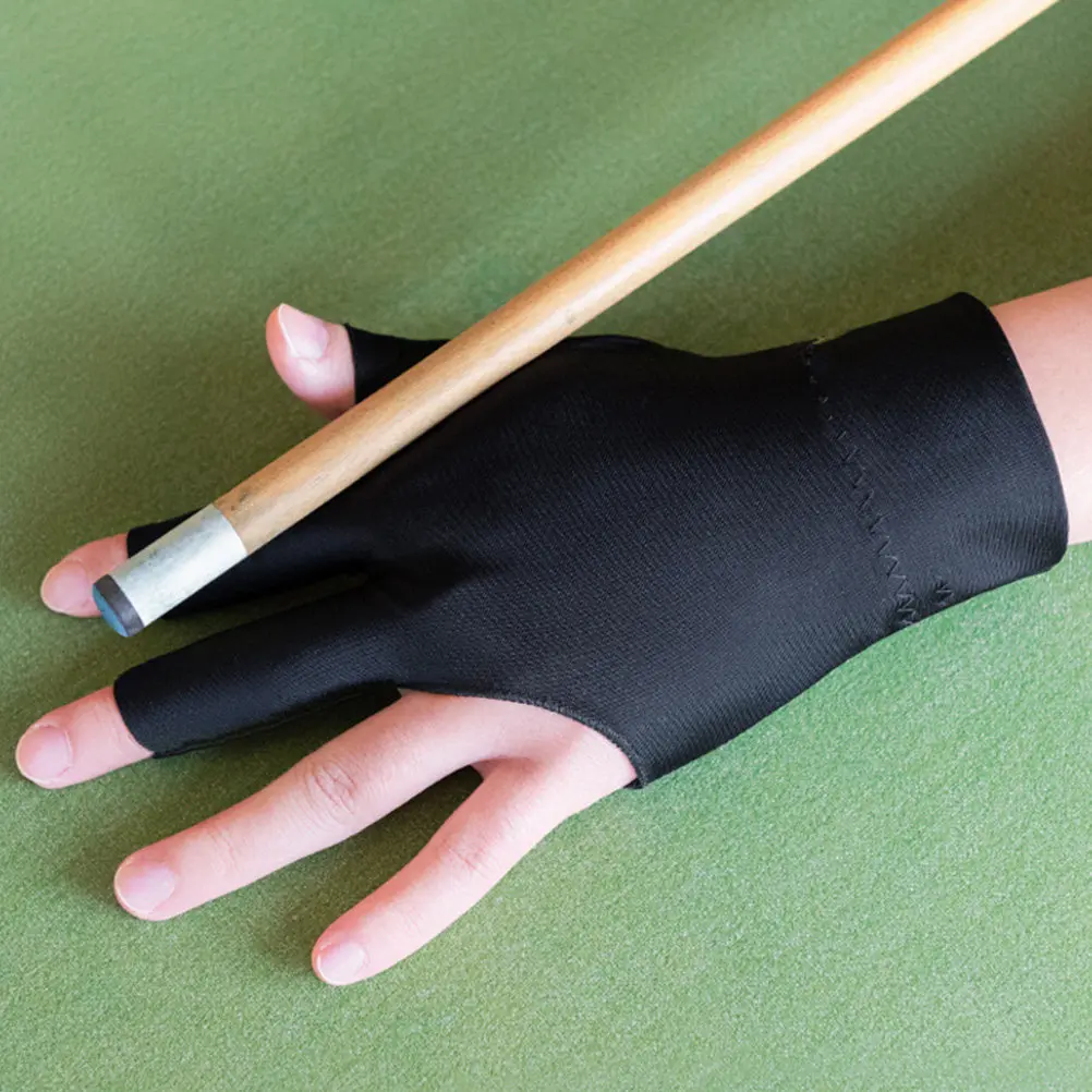 

2 пары дышащих перчаток для бильярда, многоразовые, с тремя пальцами, из гладкой износостойкой ткани, идеально подходят для длительных игровых сессий