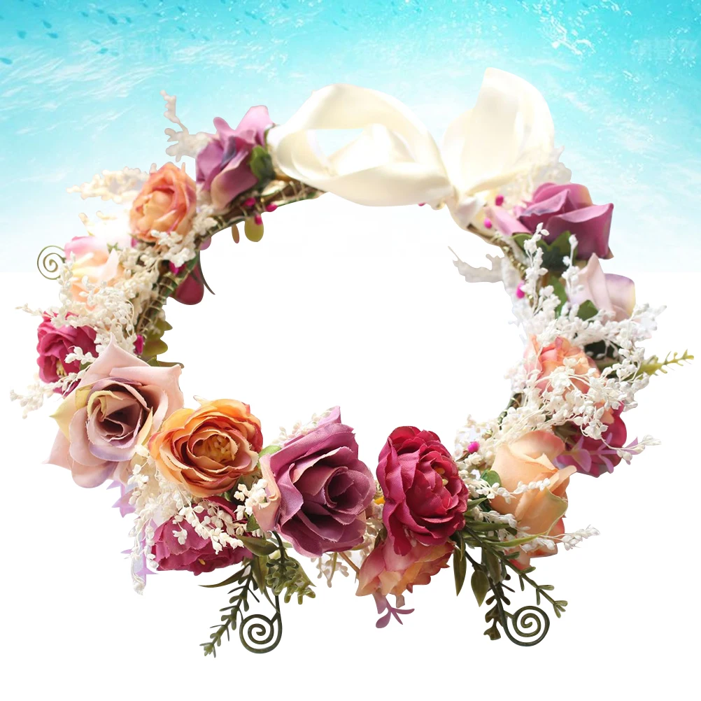 

Handmade Garland Headdress Lightweight Flower Hair Hoop Bridal Headband Party Wedding Masquerade Carnival Selfie Props
