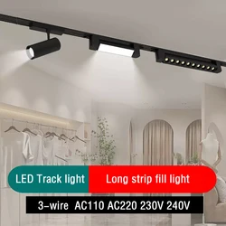 3-wire Long track lighting AC110V 220V LED Fill Light Live Linear Lamp LED Grille Guide Lamp 10W 20W 30W Floodlight Spotlight