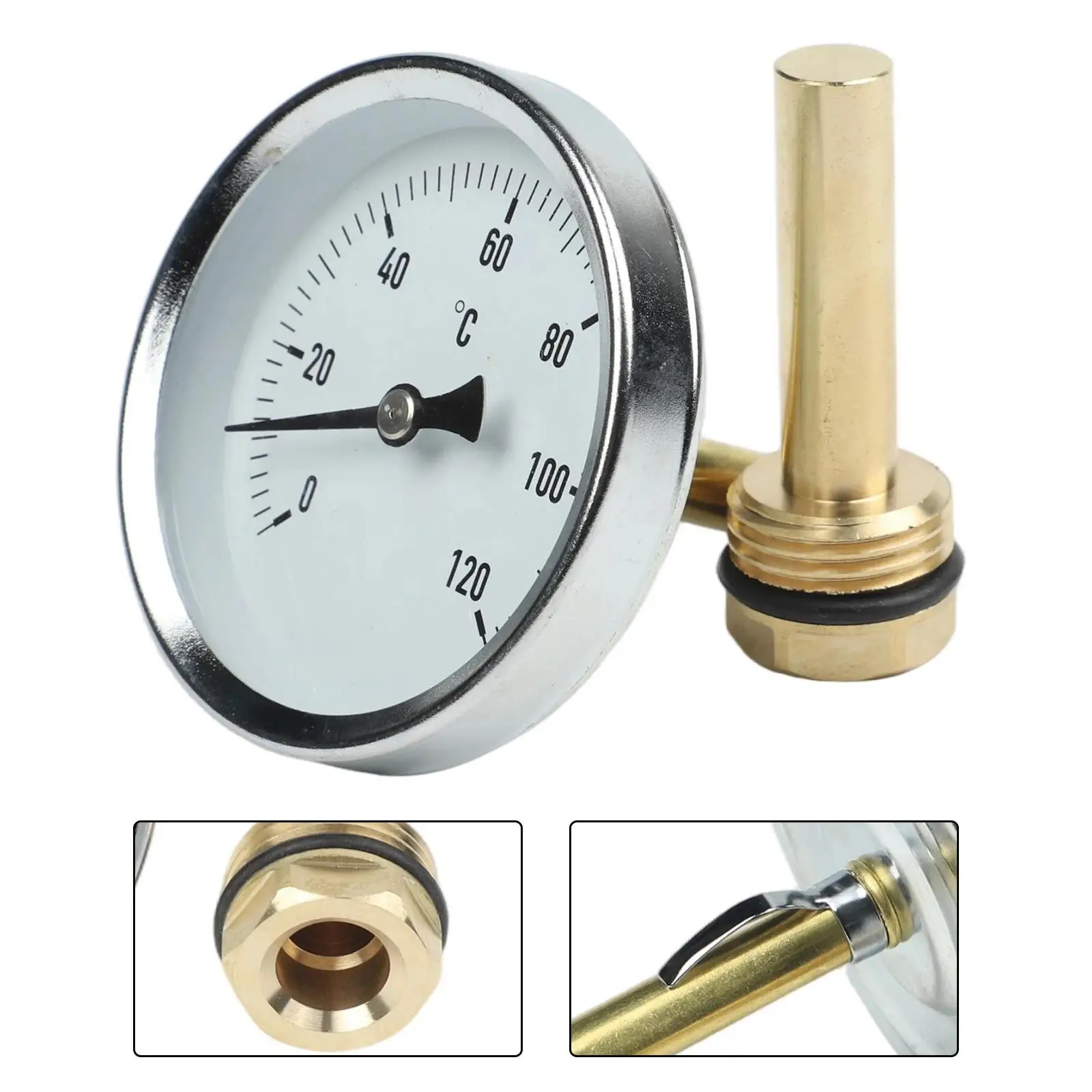 1 PC Bimetal Thermometer With Sheath 1/2