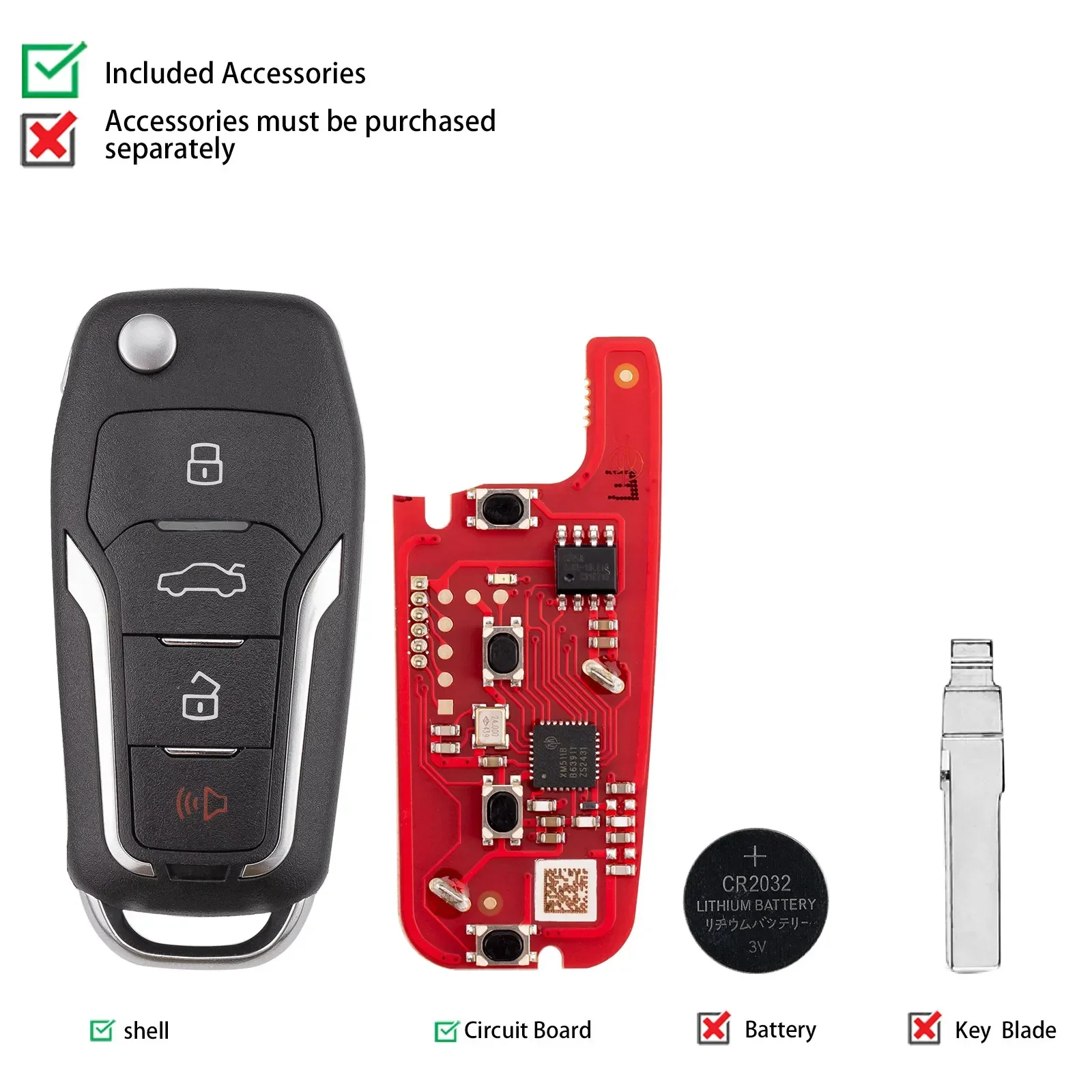 5PCS Xhorse XKFO21EN Universal Auto Remote Key für Ford 2nd Generation Draht Remote Key 4 Tasten für VVDI MINI Englisch version