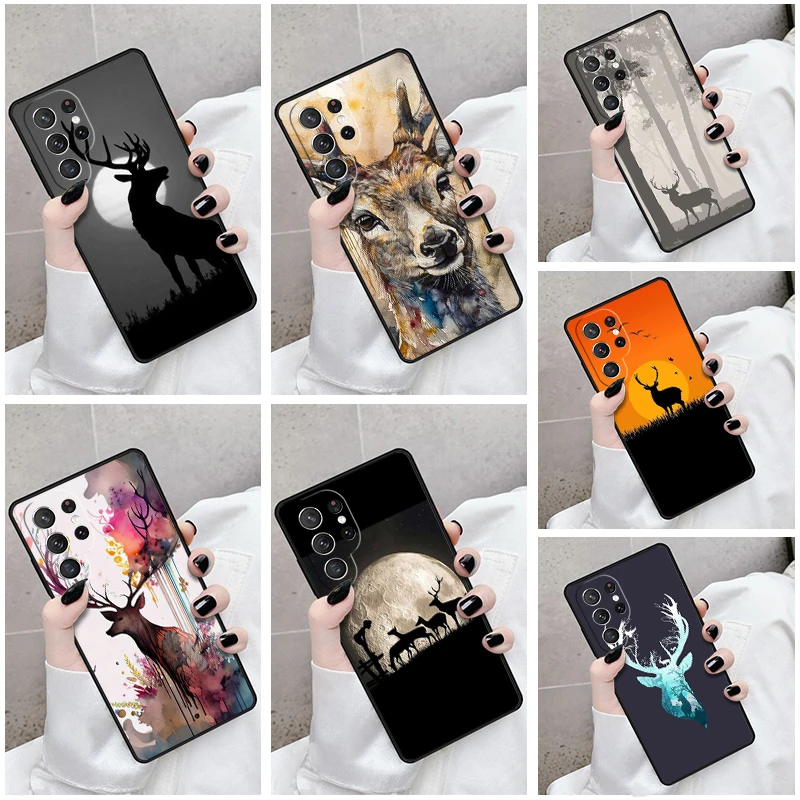 

Phone Case For Samsung Galaxy S24 S25 S23 S21fe S22 Ultra Plus Note 10 20 Cover Deer