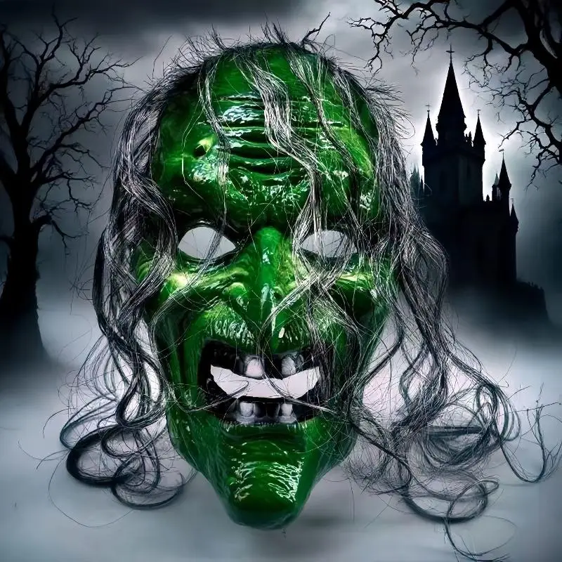 무서운 할로윈 마법사 마스크, 마녀 비명 호러 헤드기어 코스프레 소품