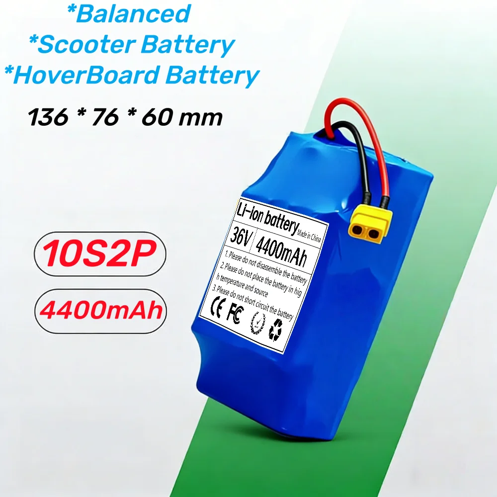 

36V 4400mAh 10S2P 18650 Original Rechargeable Lithium Battery for Self Balancing Scooter Hoverboard Replacement.