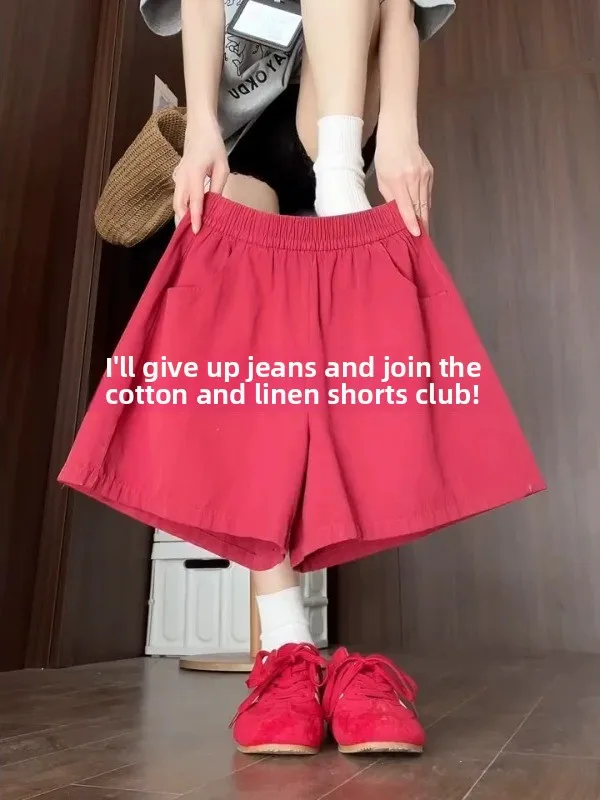 

plus Size Women's Korean Style Sport Pants Summer 2026 Casual Wide Leg Workwear Shorts High Waist Straight Cut Elastic Waist