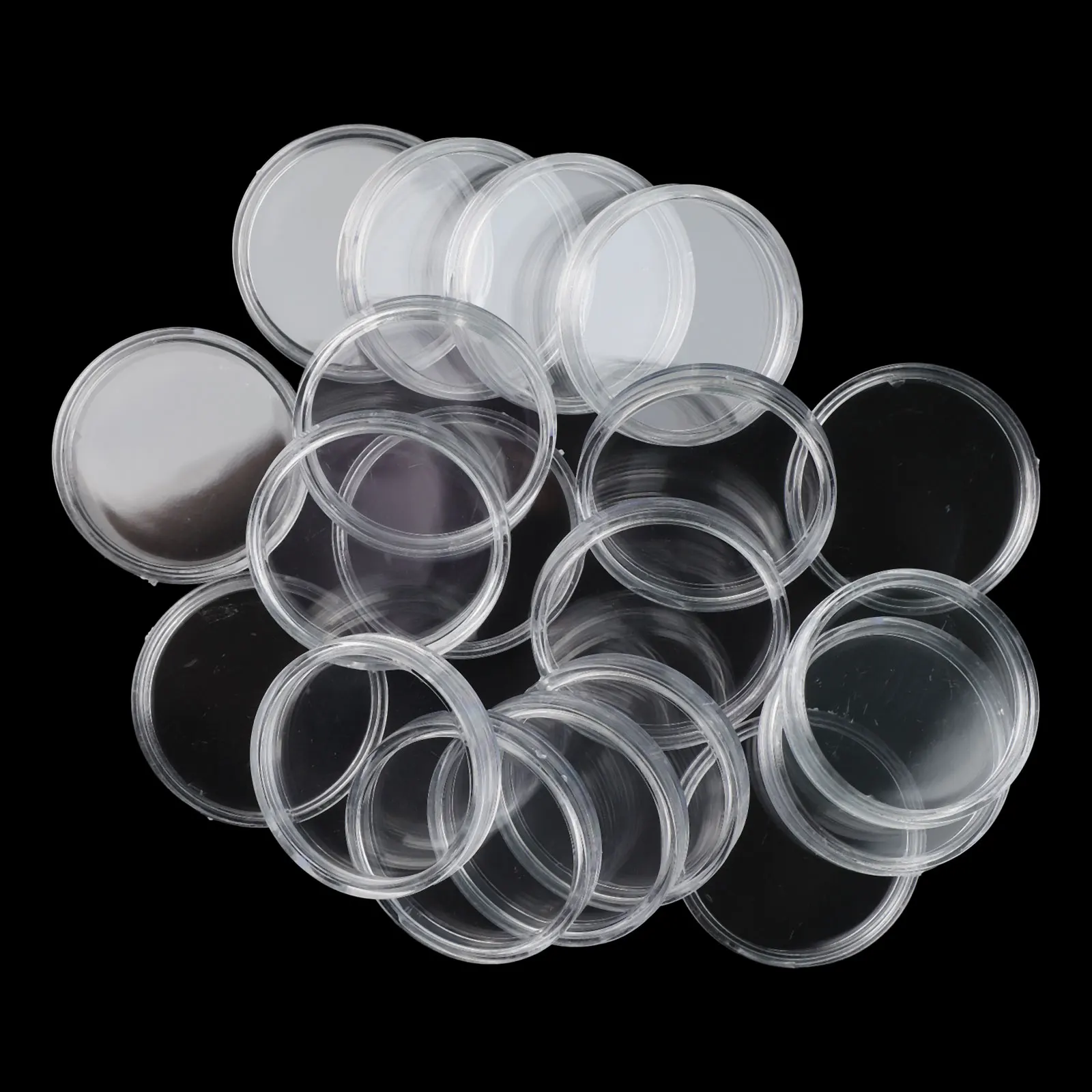 100Pcs Transparent Clear 32mm Coin Storage Boxes Collection Holder Containers Gifts Capsules Portable DIY Round Coin Holder