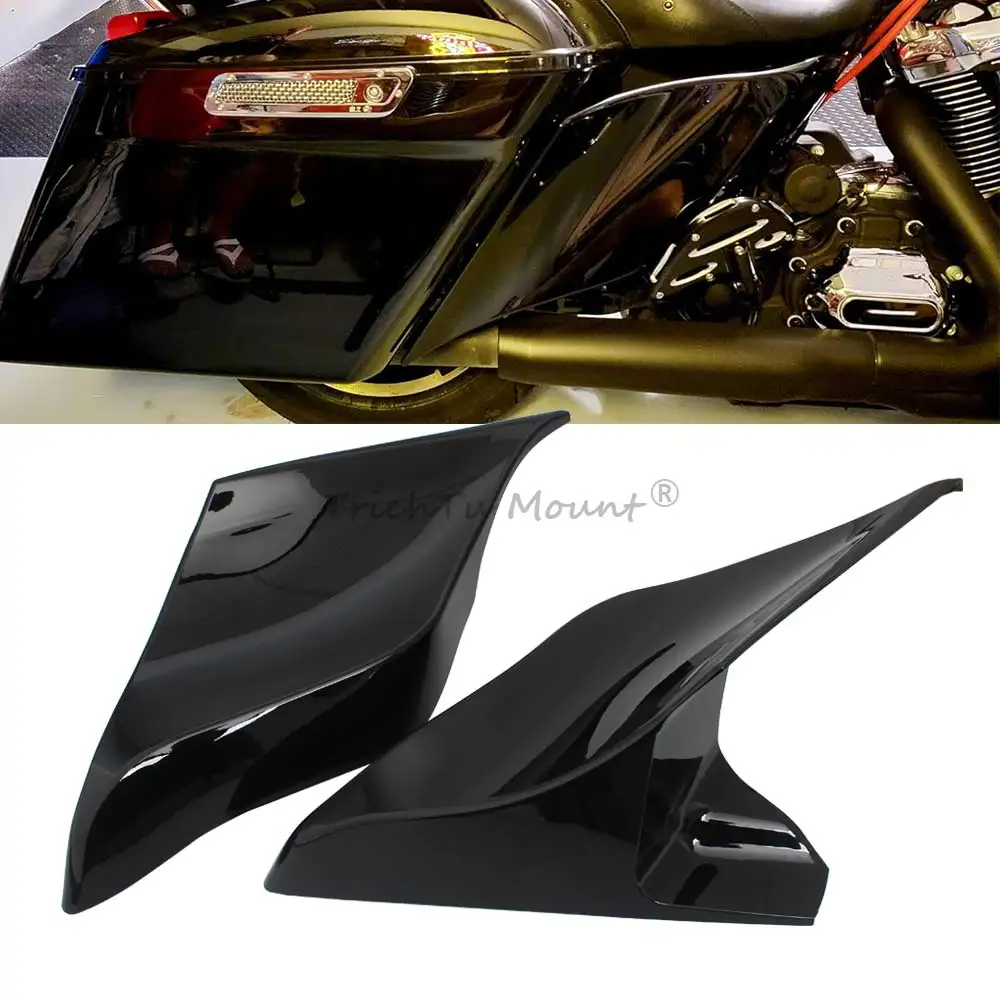 1 Pair Motorcycle Black Stretched Extended Side Covers Panels ABS For Harley Touring Electra Street Glide Road King 2014-2023