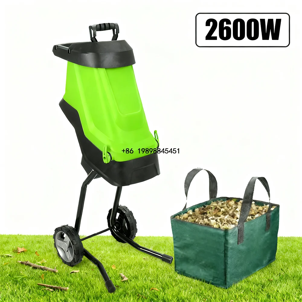 Leaf Shredder Branches Chipper 2600W Garden Reliable Motor 45mm 230V Collecting Bag Mobile Wheels