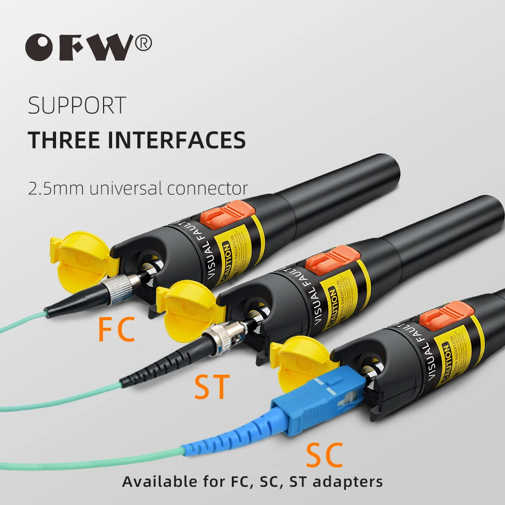 視覚障害センサー付き光ファイバーケーブルテスター,5ユニット,10mW,赤レーザー光,ペンタイプfc/sc/st