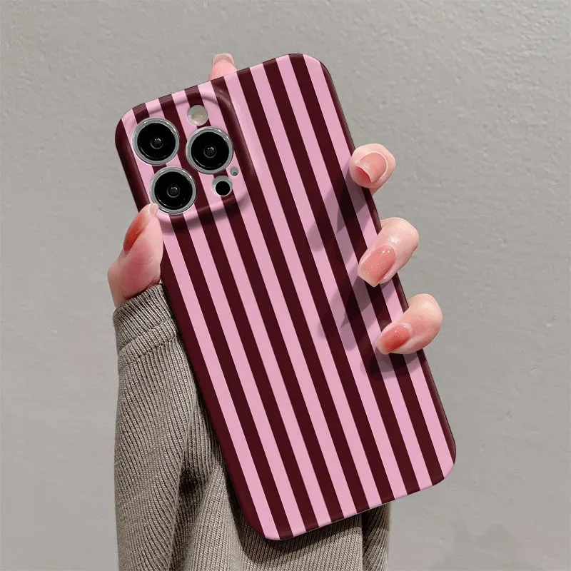LALA Vertical Stripes Glossy Film Phone Case for Samsung Galaxy A37 A57 A17 A07 A16 A56 A26 A36 A06 A55 A35 A15 A54 A14 4G 5G