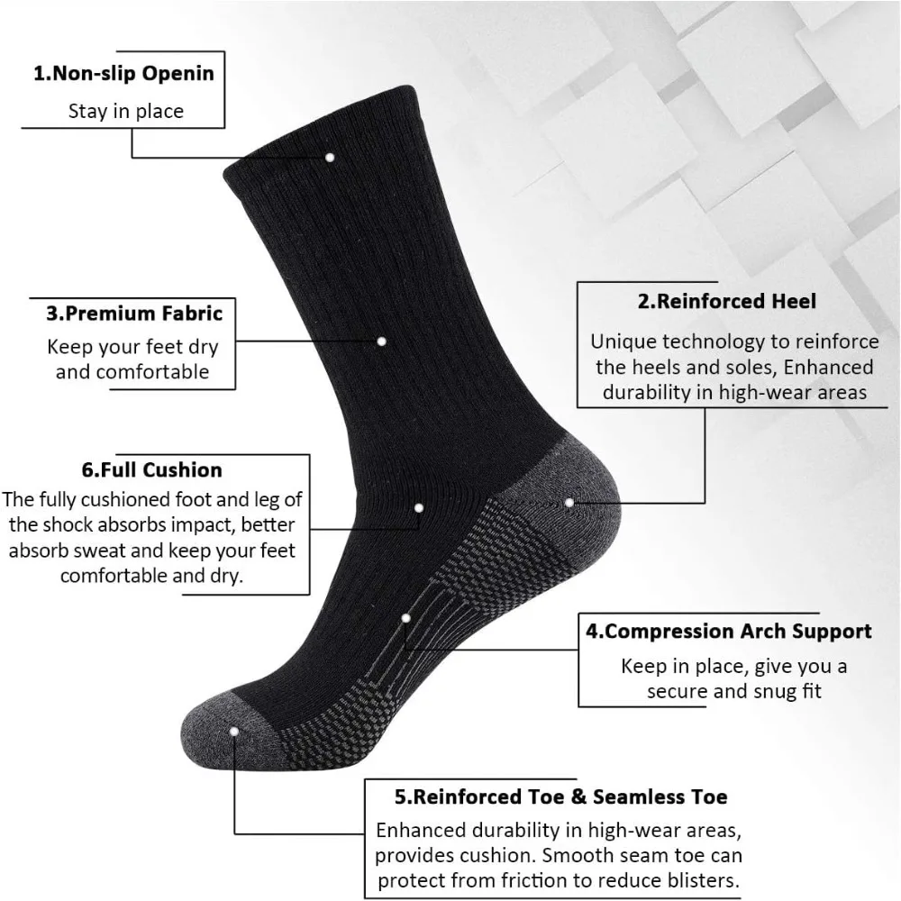 12 Pairs Men's Cotton Performance Athletic Crew Extra Heavy Cushion Socks