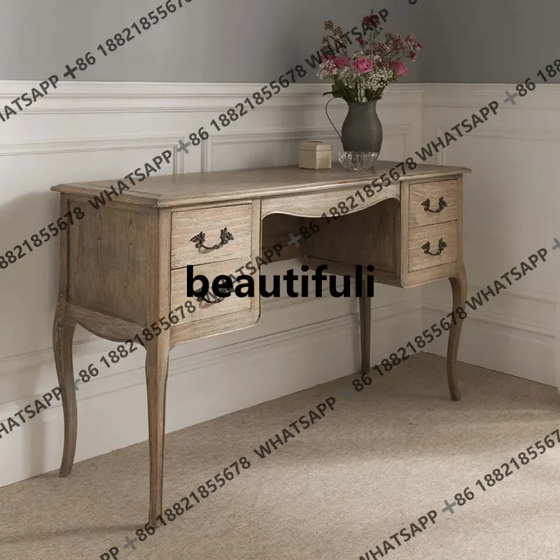 

French retro dresser bedroom solid wood makeup table storage integrated small apartment storage table H