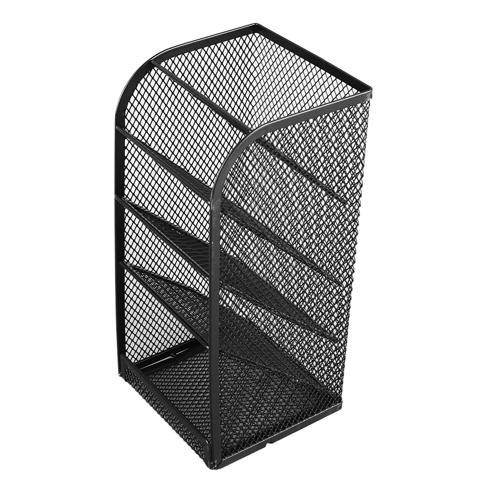 Desktop Pen Rack 5 Layers Slant Insert Multi Functional Metal Mesh Pen Holder Desktop Stationary Container for Home Study Room