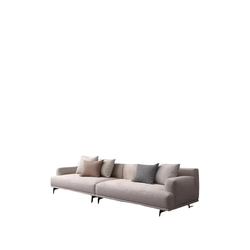 

Jerry cotton and linen sofa modern simple living room straight row Nordic Italian light luxury concubine leisure fabric sofa