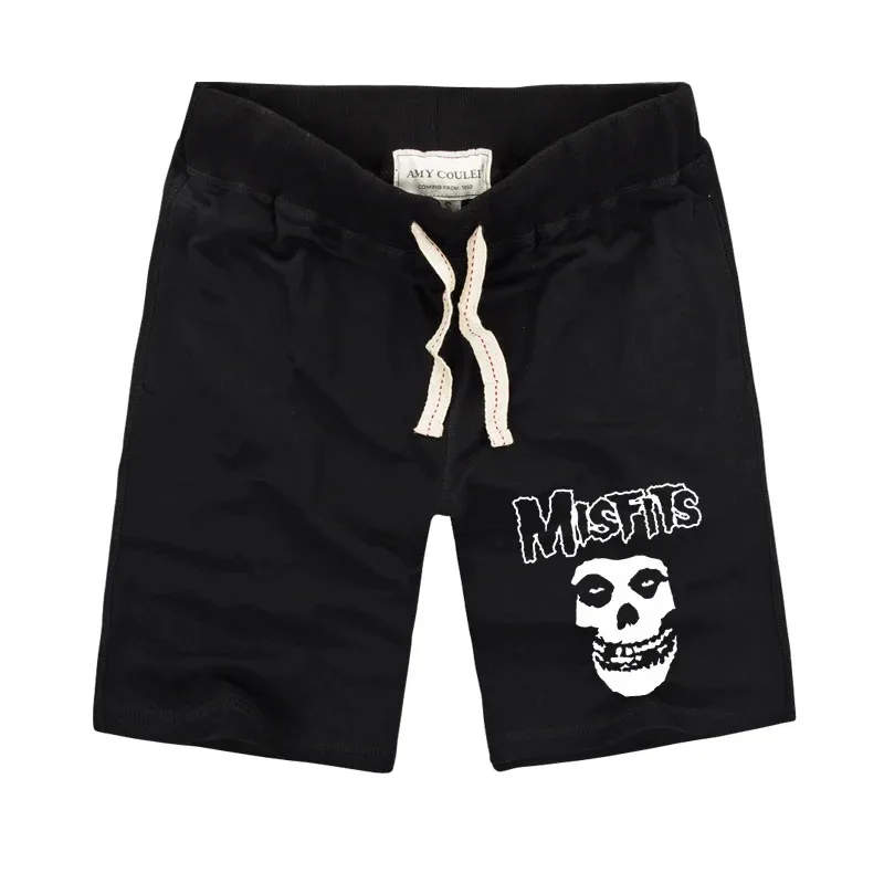 The MISFITS Shorts pantaloncini Fitness Casual da uomo stampati con teschio di moda estiva di alta qualità pantaloni corti in maglia di cotone Plus