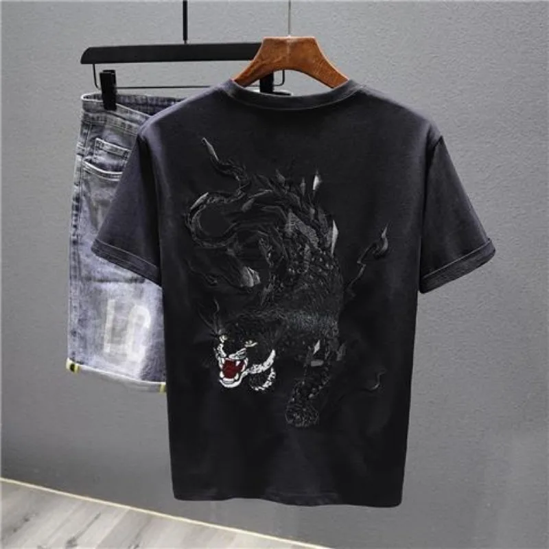 New Summer Embroidered Short-sleeved T-shirt Men Clothing
