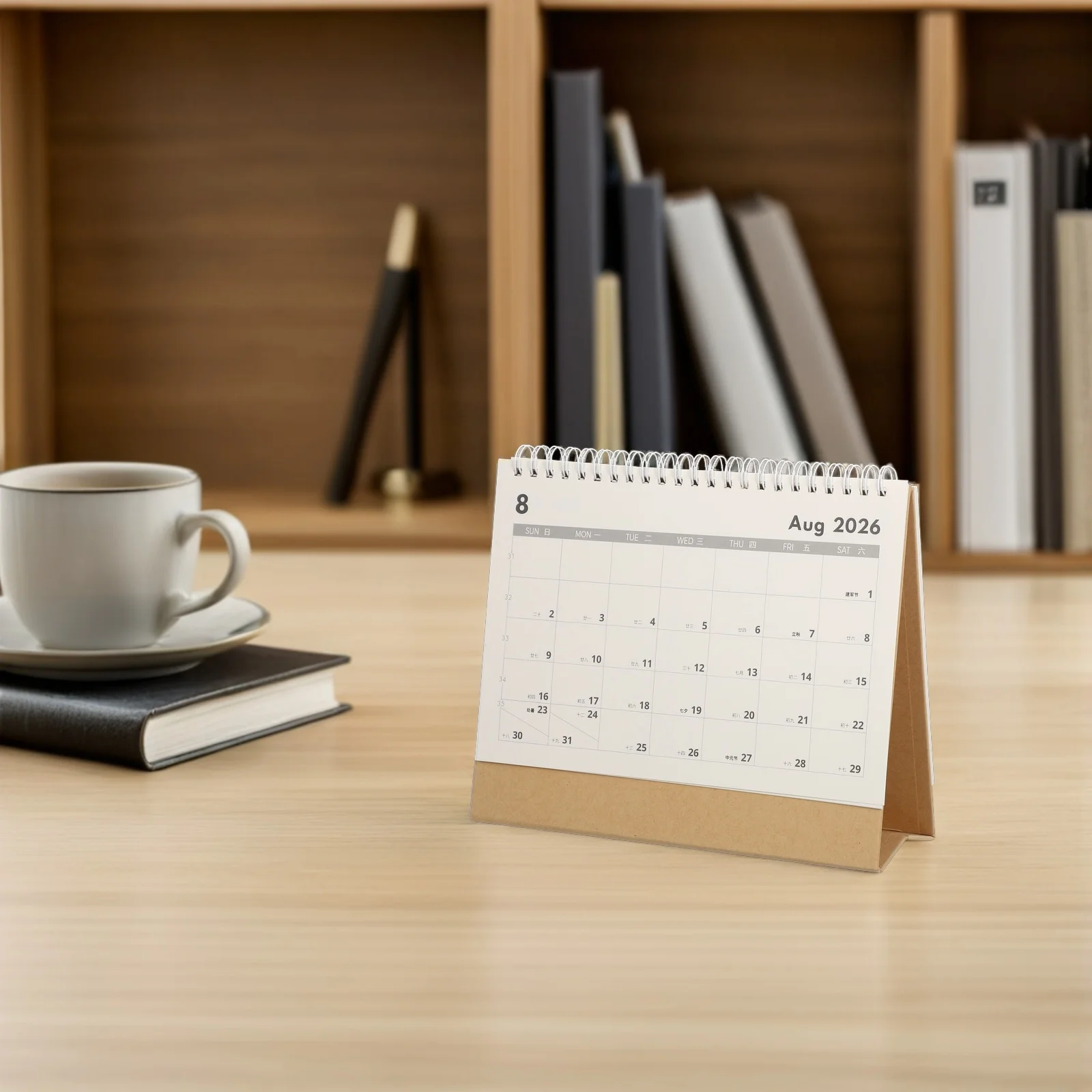 

1 Set Desk 2025-2026 18 Months Large Note Space Horizontal Stand Up Chinese Monthly Planner Simple Design Thick Paper Office