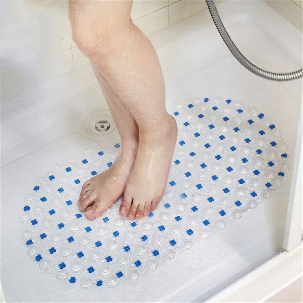 PVC Soft Anti-Slip Shower Mat with Suction Cup, Massage Bathtub Mat, Non-Slip High-Quality Bathroom Accessories for Home Use