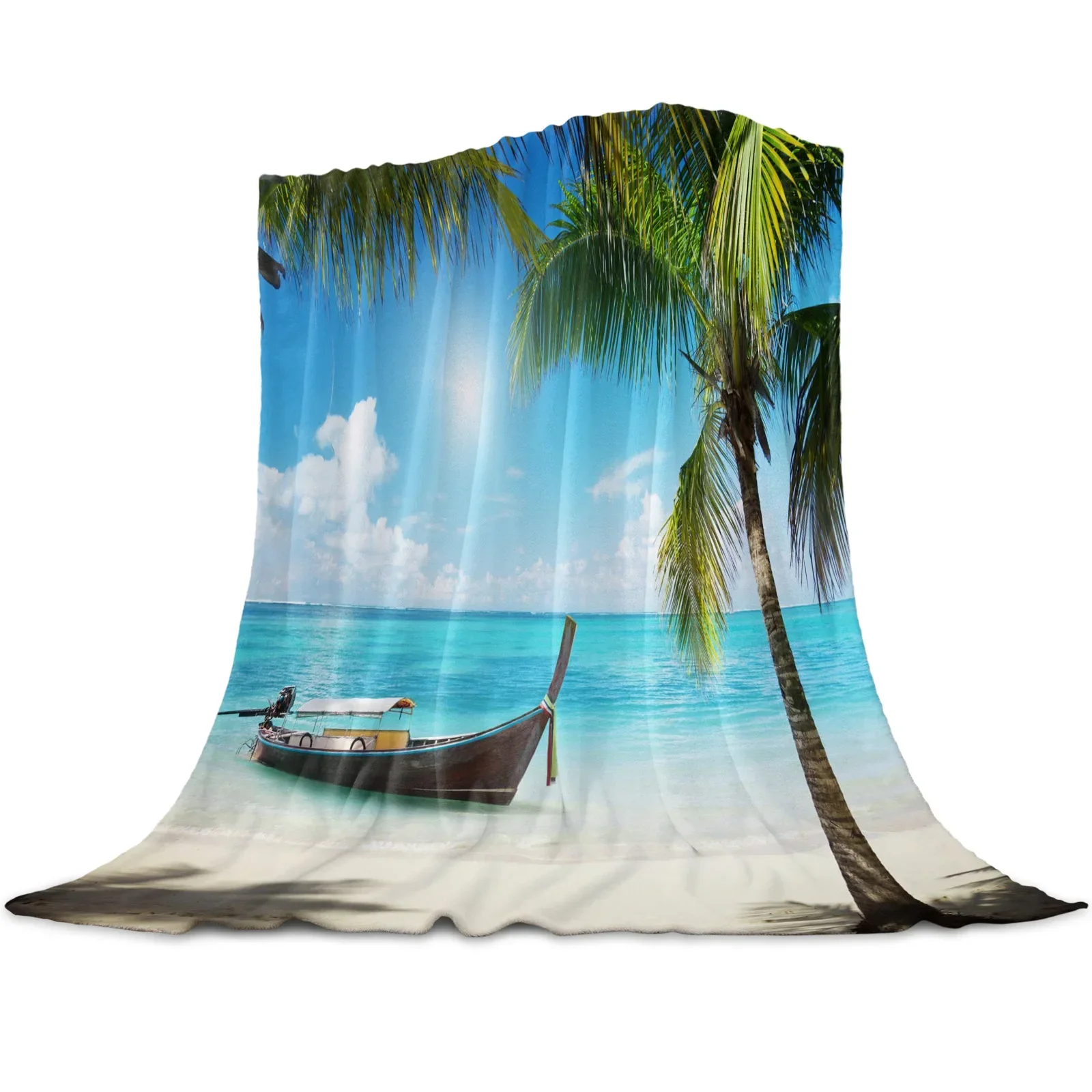 

3d Printed Blanket Beach Sunset Ocean Light Thin Flannel Blanket Custom Super Warm Soft Blankets for Children Birthday Gift