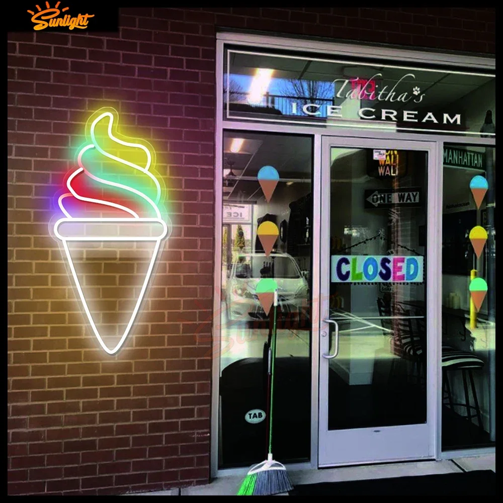 Ice Cream Neon Signs -Custom Coffee Shop Sign -Handmade Restaurant Led Light- Led Sign for Shop Wall Decor - Retro Ice Cream