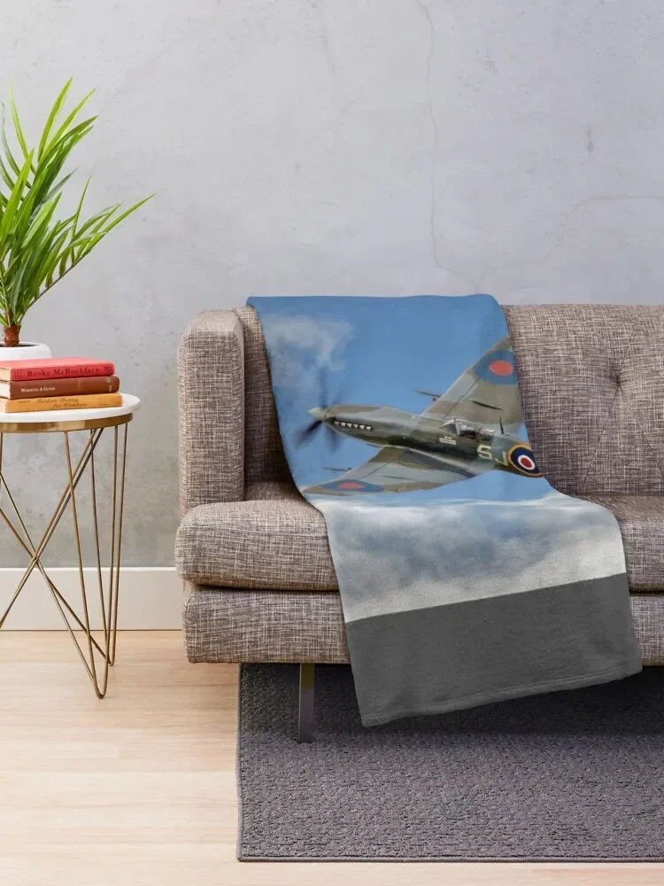 Spitfire LF IX 126 Squadron Throw Blanket blankets and throws Softest sofa bed Single Flannel Blankets