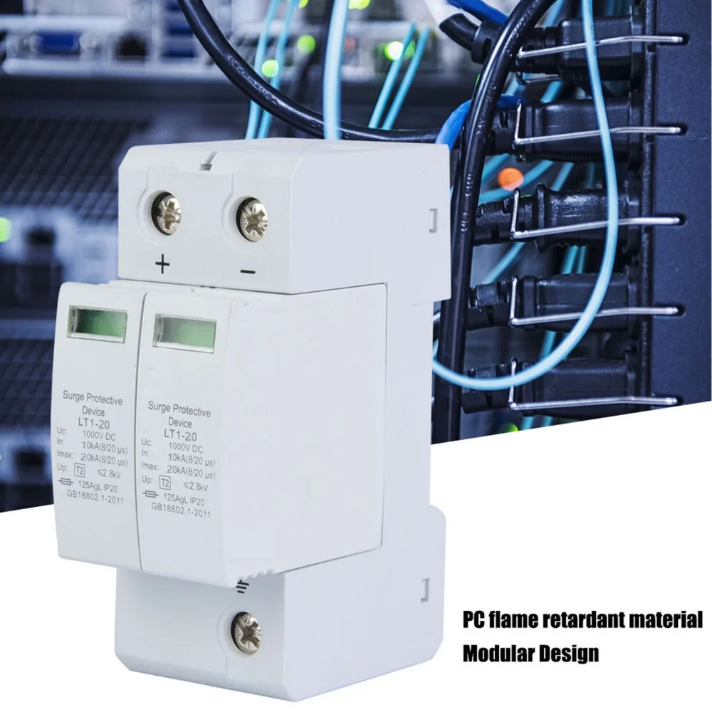 Protezione da sovratensione Protezione contro i fulmini 2P 1000V 20KA Protezione fotovoltaica CC Scaricatore a bassa tensione Reti a bassa tensione