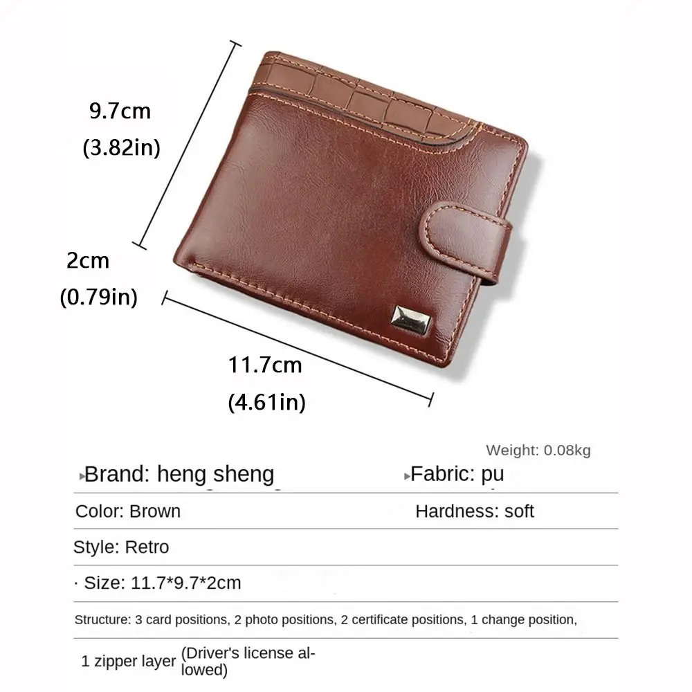 Porte-cartes multi-positions en cuir PU pour hommes, portefeuilles courts rétro, sac à main d'affaires masculin, portefeuille marron noir de qualité