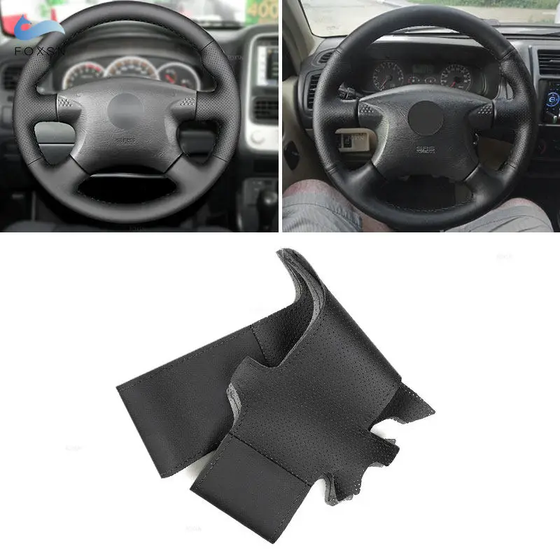 For Nissan Almera N16 X-Trail T30 Primera P12 Terrano 2 Pathfinder For Renault Samsung SM3 Steering Wheel Black Leather Cover