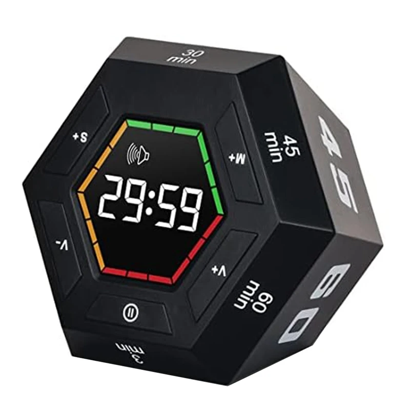 1 PCS Pomodoro Timer Productivity Timer Black Time Management Tool 3, 5, 15, 30, 45, 60 Minute Preset Smart Countdown Timer